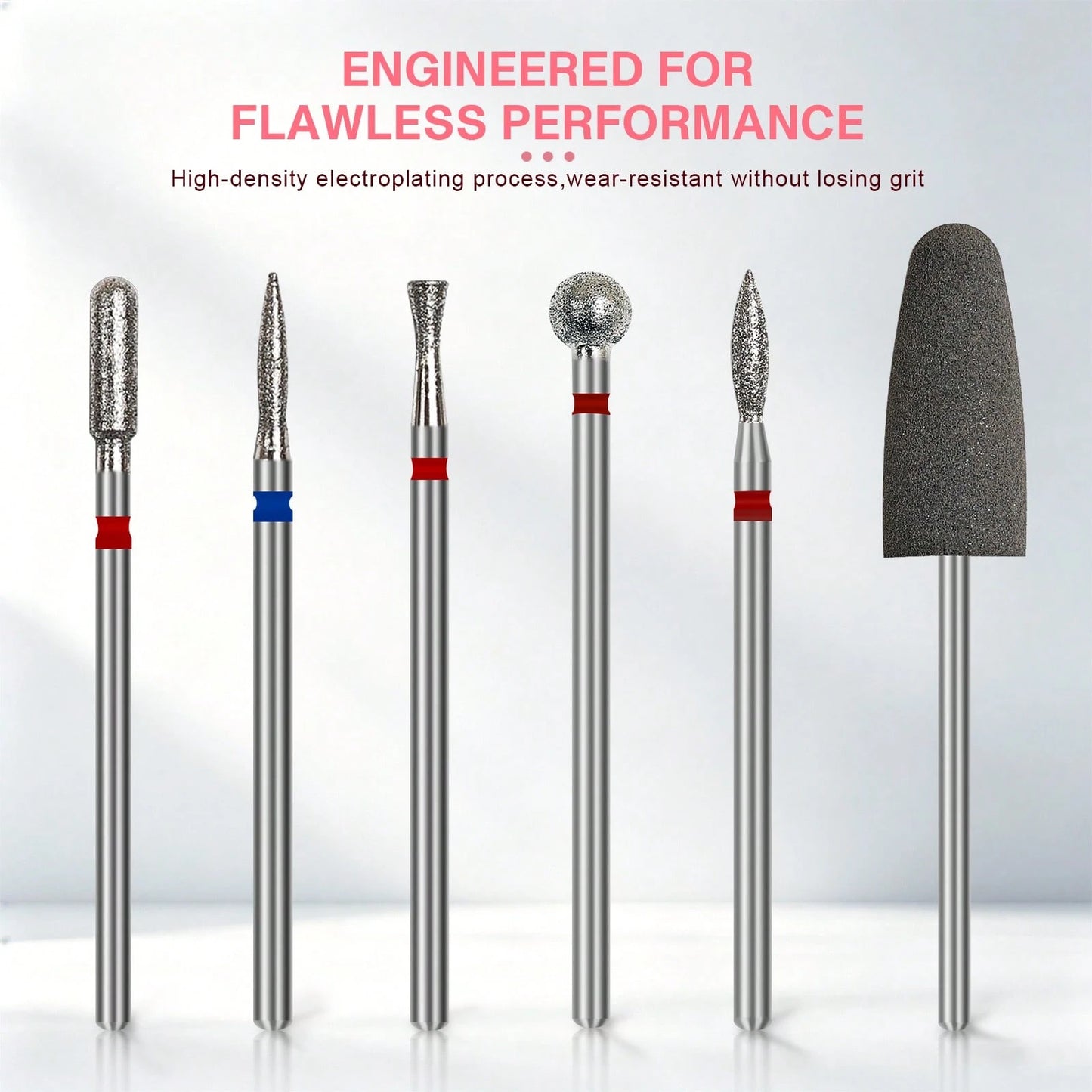 6pcs Diamond Nail Drill Bit Set, Electroplated Wear-Resistant Nail Rotary Cutting Heads, Multi-Shape Nail Grinding Head Kit, Suitable For Nail Drills, Cuticle Removal