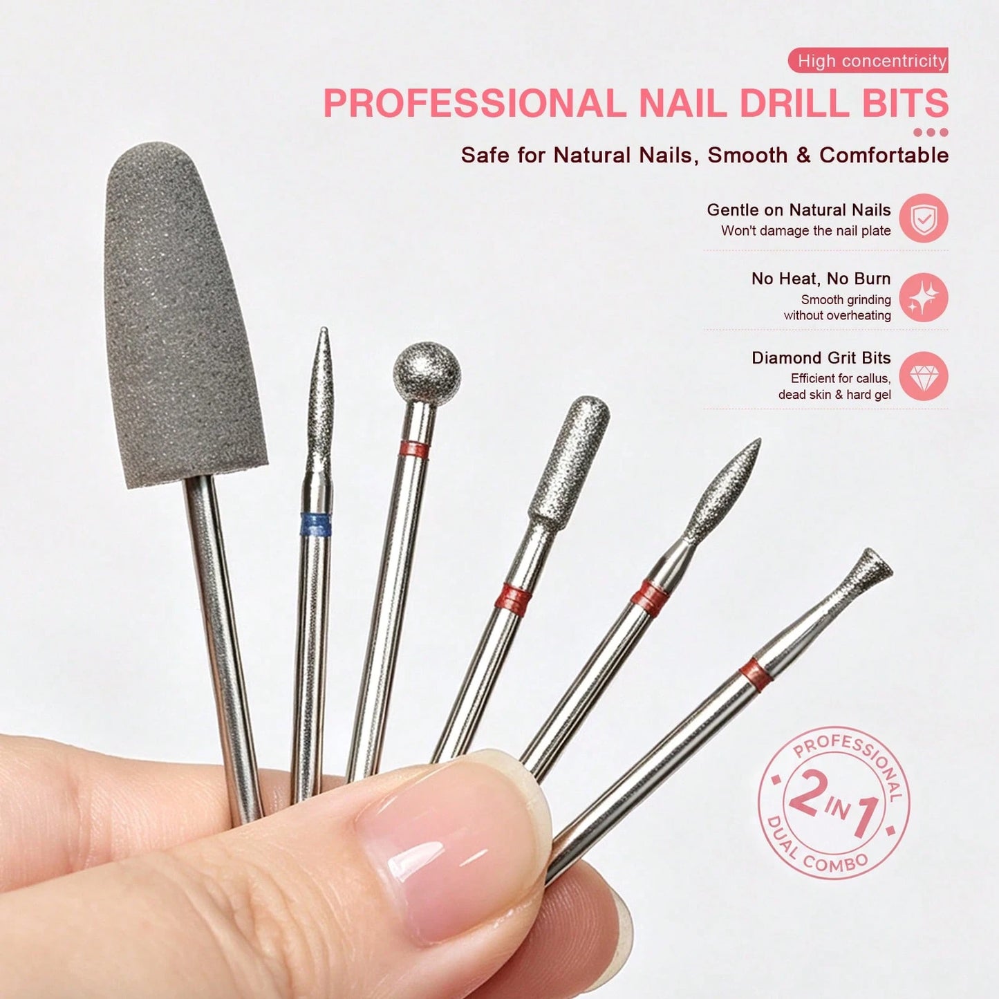 6pcs Diamond Nail Drill Bit Set, Electroplated Wear-Resistant Nail Rotary Cutting Heads, Multi-Shape Nail Grinding Head Kit, Suitable For Nail Drills, Cuticle Removal