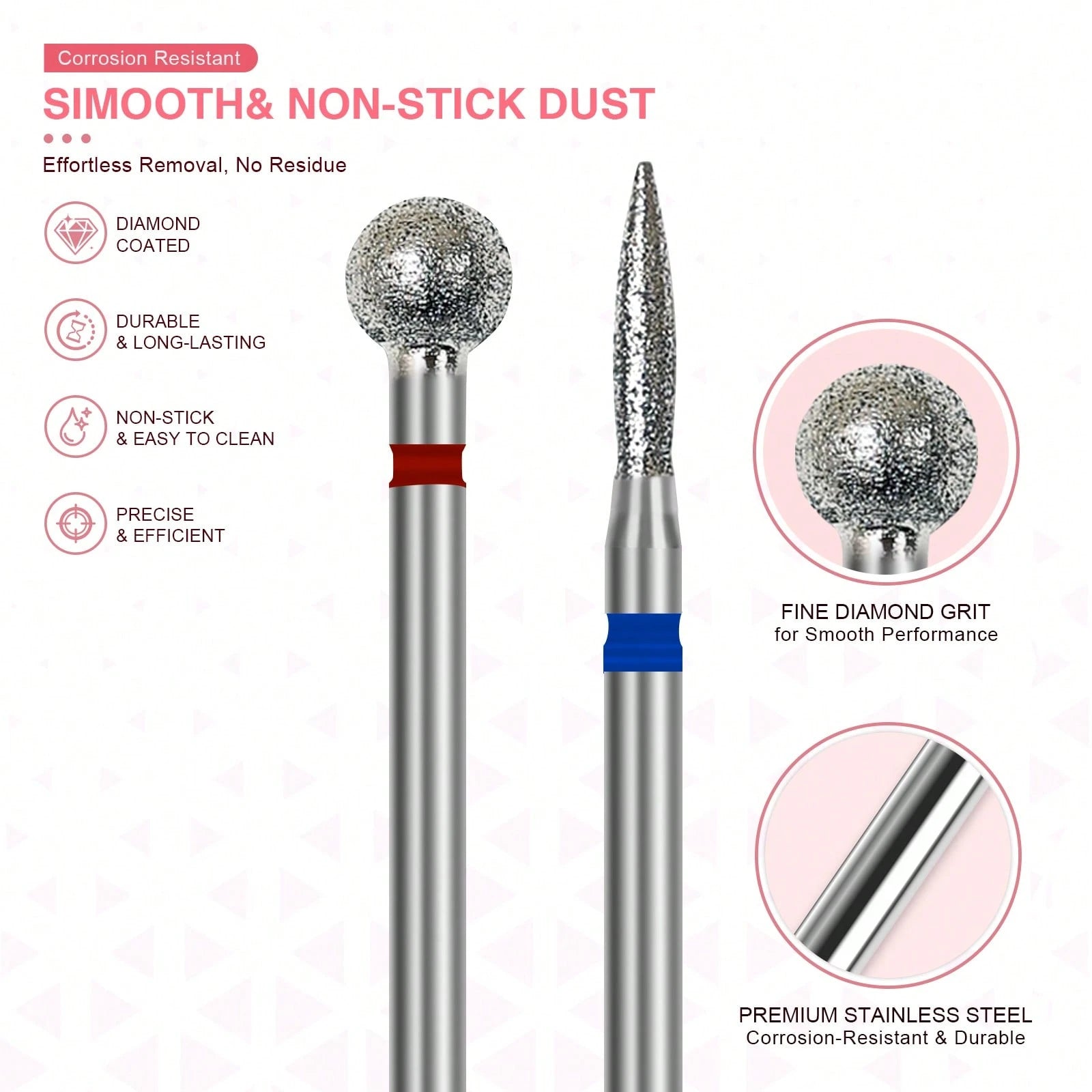 6pcs Diamond Nail Drill Bit Set, Electroplated Wear-Resistant Nail Rotary Cutting Heads, Multi-Shape Nail Grinding Head Kit, Suitable For Nail Drills, Cuticle Removal
