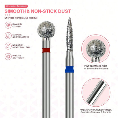 6pcs Diamond Nail Drill Bit Set, Electroplated Wear-Resistant Nail Rotary Cutting Heads, Multi-Shape Nail Grinding Head Kit, Suitable For Nail Drills, Cuticle Removal