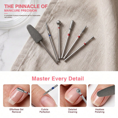 6pcs Diamond Nail Drill Bit Set, Electroplated Wear-Resistant Nail Rotary Cutting Heads, Multi-Shape Nail Grinding Head Kit, Suitable For Nail Drills, Cuticle Removal