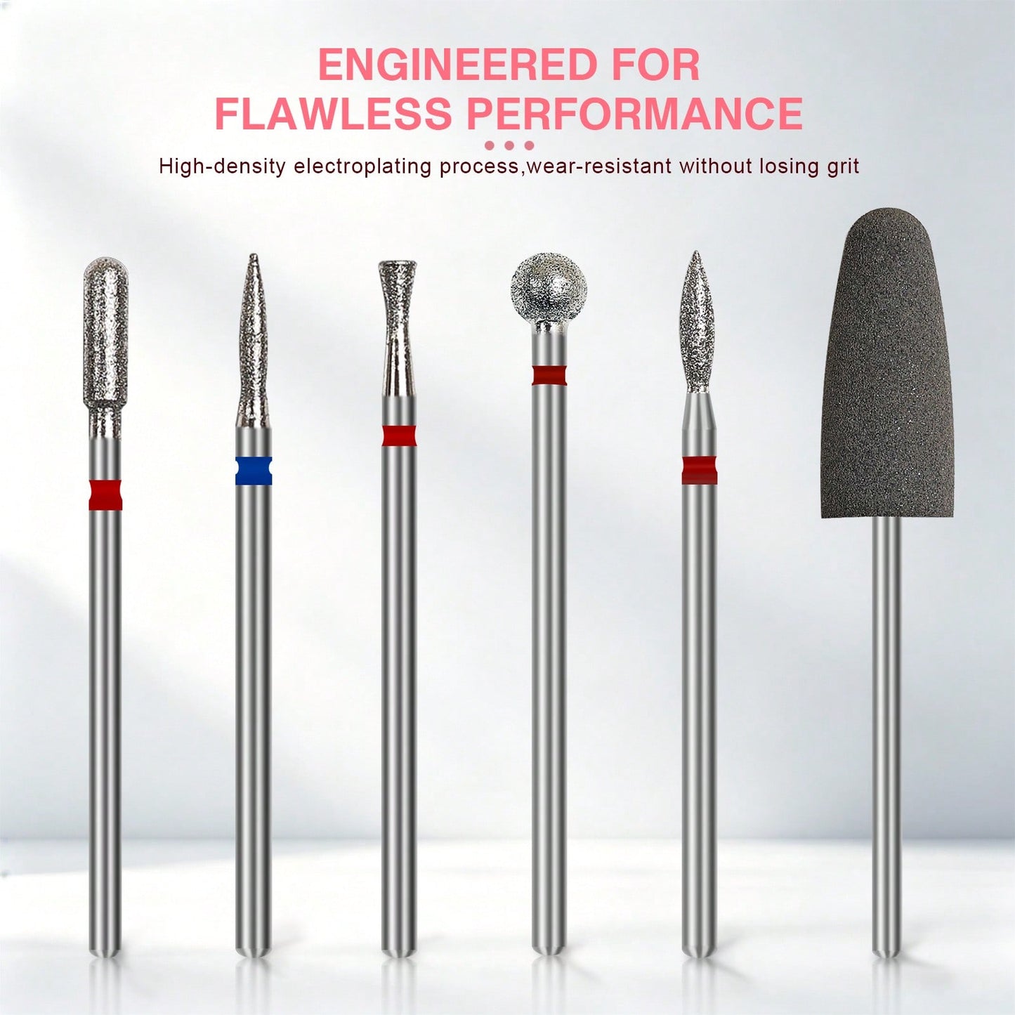 6pcs Diamond Nail Drill Bit Set, Electroplated Wear-Resistant Nail Rotary Cutting Heads, Multi-Shape Nail Grinding Head Kit, Suitable For Nail Drills, Cuticle Removal