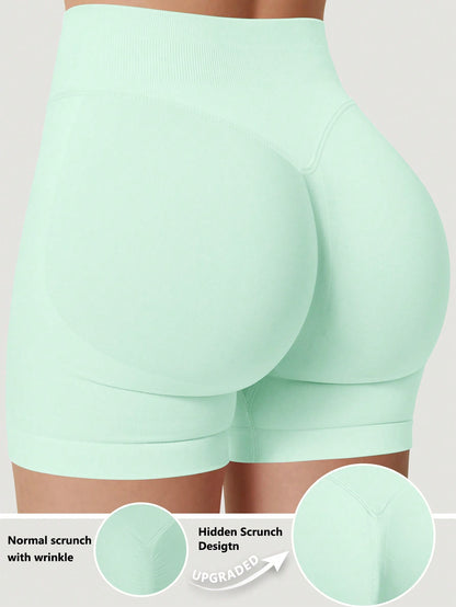 6pcs Women's Tummy Control Butt Lifting Running Training Fitness Yoga Outdoor Sports Shorts, Spring Summer Autumn Fitness Set, Gym Double Layer Shorts, Athleisure