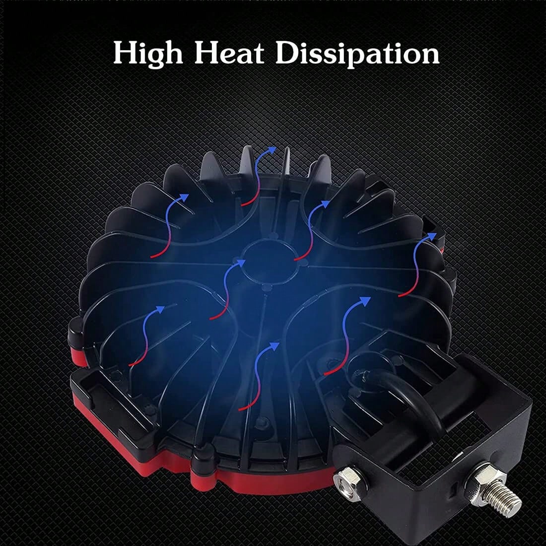 7 Inch 51W LED Light Bar 2PCS Red Round Flood Light Pods 5100LM Off Road Fog Driving Lights, Waterproof Work Light For Truck SUV ATV UTV Bumper Roof