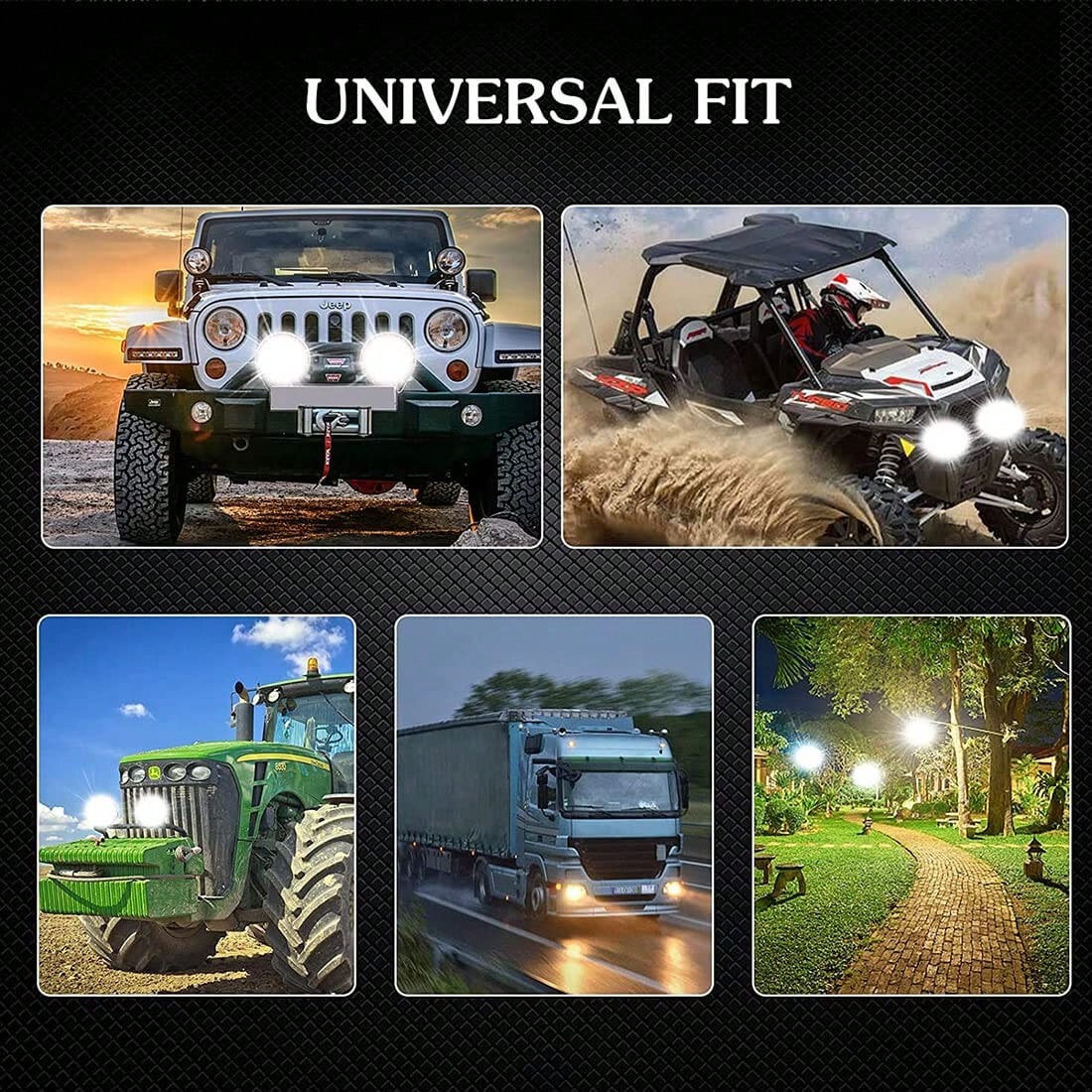 7 Inch 51W LED Light Bar 2PCS Red Round Flood Light Pods 5100LM Off Road Fog Driving Lights, Waterproof Work Light For Truck SUV ATV UTV Bumper Roof