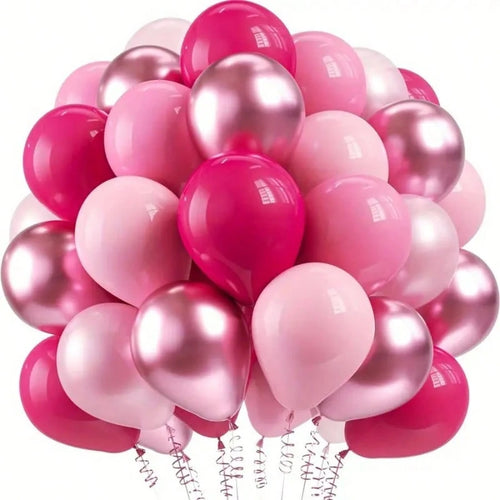 72pcs/Set Metallic Pink & Rose Red Latex Balloons, 10inch, Suitable For Baby Shower, Mother's Day, Wedding, Birthday Party, Anniversary, Graduation, Holidays, Indoor & Outdoor Home Decor, With White R