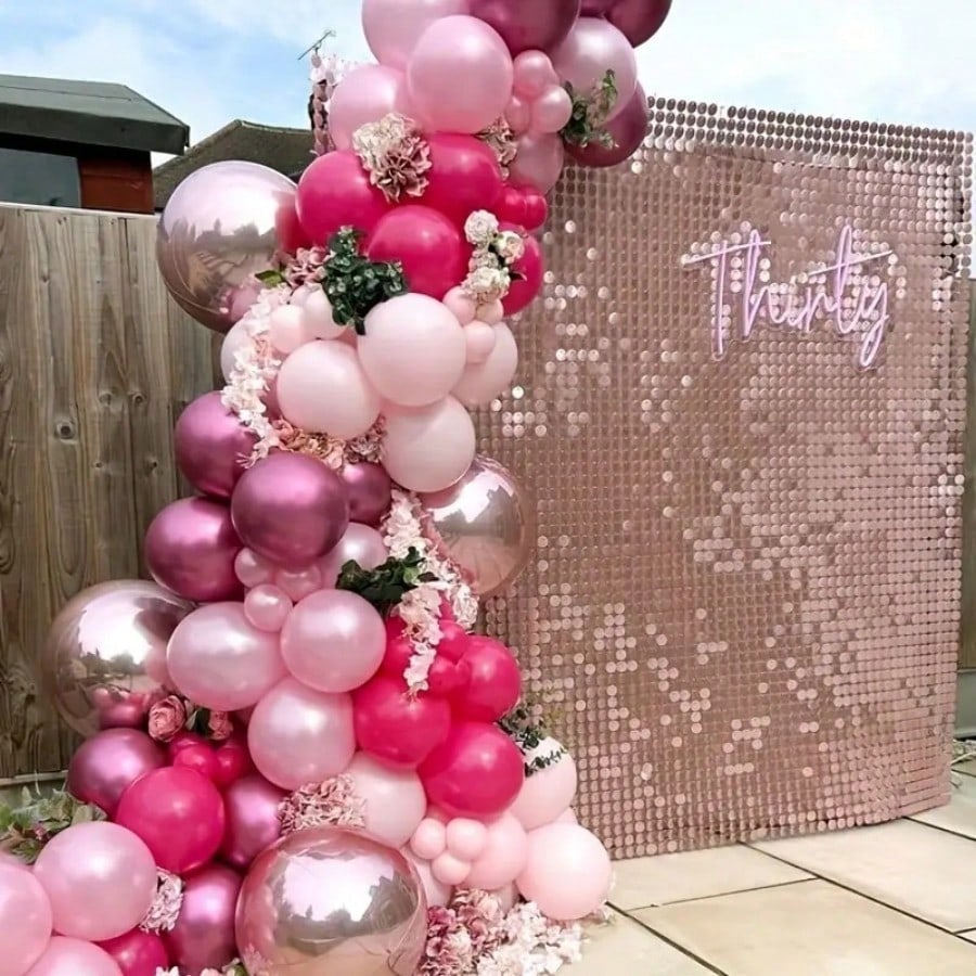 72pcs/Set Metallic Pink & Rose Red Latex Balloons, 10inch, Suitable For Baby Shower, Mother's Day, Wedding, Birthday Party, Anniversary, Graduation, Holidays, Indoor & Outdoor Home Decor, With White R