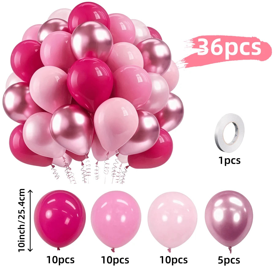 72pcs/Set Metallic Pink & Rose Red Latex Balloons, 10inch, Suitable For Baby Shower, Mother's Day, Wedding, Birthday Party, Anniversary, Graduation, Holidays, Indoor & Outdoor Home Decor, With White R