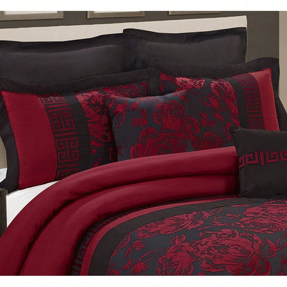 8 Piece Comforter Set Gray Jacquard Fabric Patchwork Bed In A Bag- Soft Texture, Smooth, Good Drapability-1 Comforter,2 Shams,2 Euro Shams,2 Decorative Pillows,1 Bedskirt