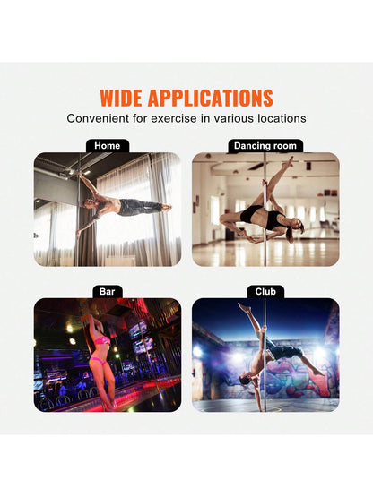 85-106in Silver Professional Dancing Pole, Spinning Static Dancing Pole Kit, Portable Removable Pole, 45mm Heavy-Duty Stainless Steel Pole, Height Adjustable Fitness Pole, For Exercise Home Club Gym