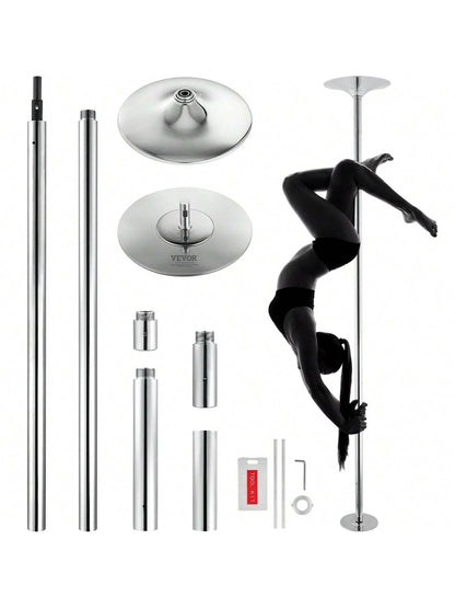 85-106in Silver Professional Dancing Pole, Spinning Static Dancing Pole Kit, Portable Removable Pole, 45mm Heavy-Duty Stainless Steel Pole, Height Adjustable Fitness Pole, For Exercise Home Club Gym
