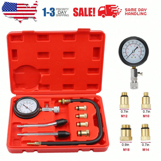 8pcs Professional Petrol Engine Compression Tester Kit Set For Automotives And Motorcycles