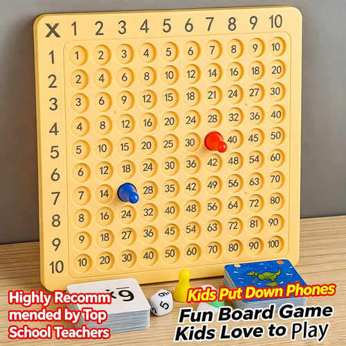 9x9 Multiplication Table Fun Board Game Set, With Card Slots, Question Cards, Dice, Operation Board, Math Teaching Tool, Suitable For Classroom Teaching, Parent-Child Early Education, Recess Competiti
