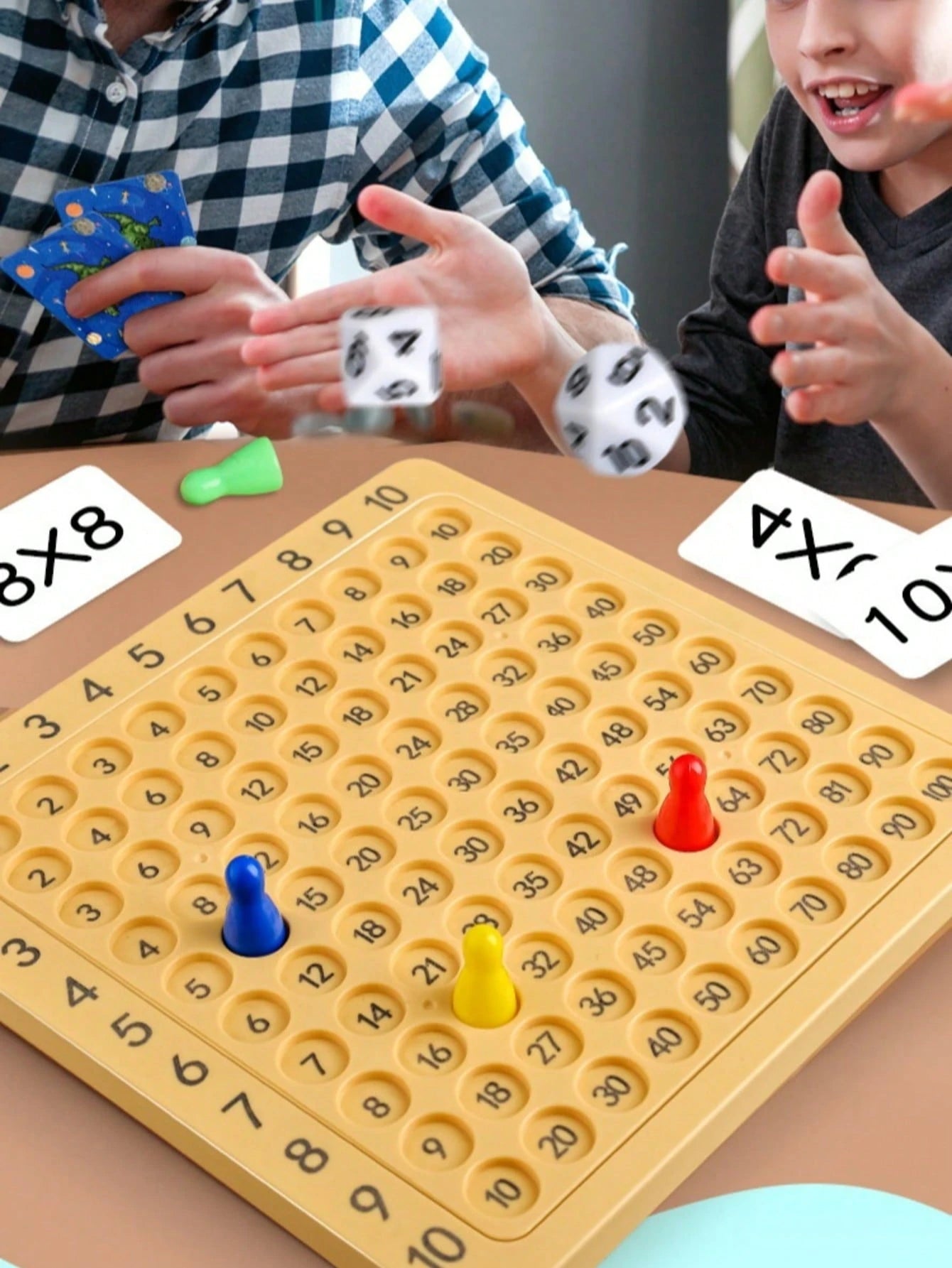 9x9 Multiplication Table Fun Board Game Set, With Card Slots, Question Cards, Dice, Operation Board, Math Teaching Tool, Suitable For Classroom Teaching, Parent-Child Early Education, Recess Competiti