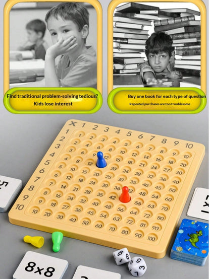 9x9 Multiplication Table Fun Board Game Set, With Card Slots, Question Cards, Dice, Operation Board, Math Teaching Tool, Suitable For Classroom Teaching, Parent-Child Early Education, Recess Competiti