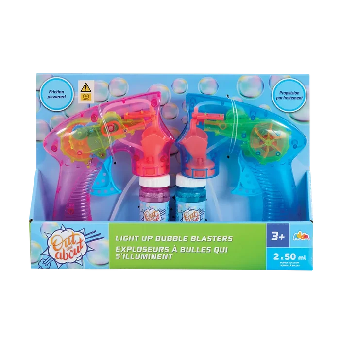 Addo Out and About Light Up Bubble Blaster - Motorized LED Bubble Blower with Solution