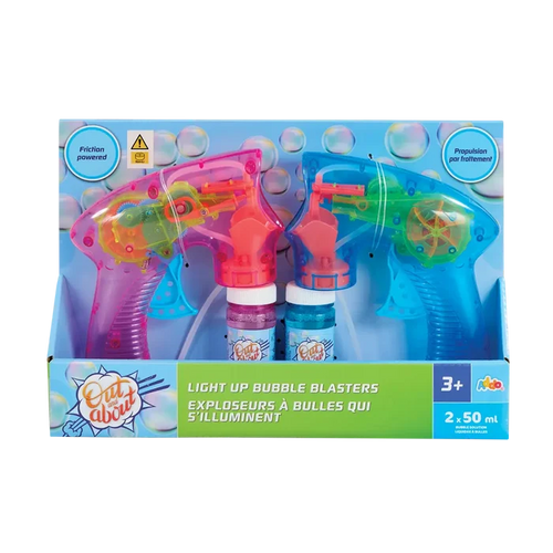 Addo Out and About Light Up Bubble Blaster - Motorized LED Bubble Blower with Solution