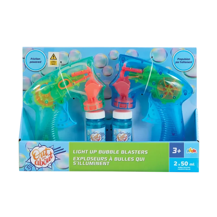 Addo Out and About Light Up Bubble Blaster - Motorized LED Bubble Blower with Solution