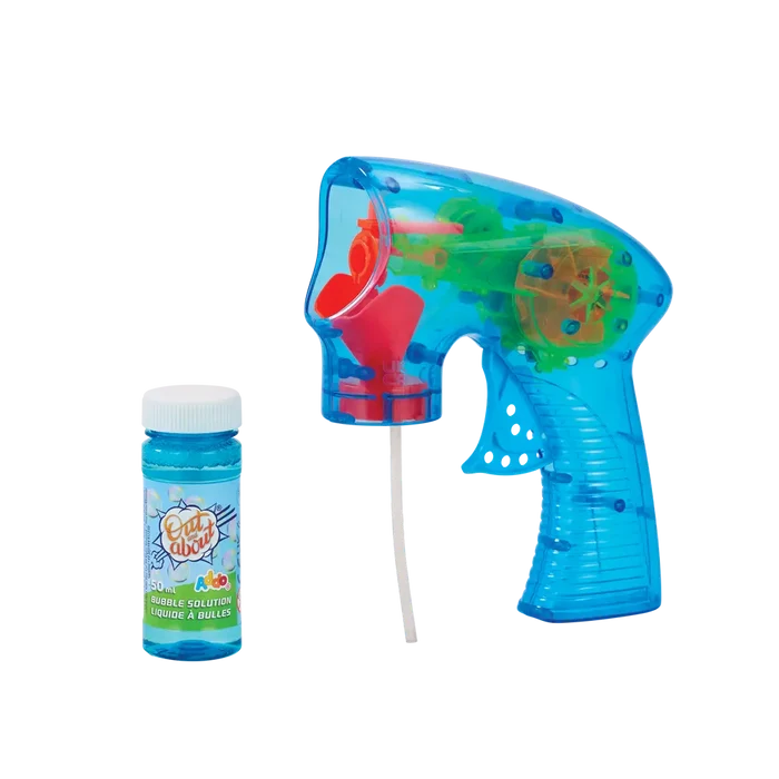 Addo Out and About Light Up Bubble Blaster - Motorized LED Bubble Blower with Solution