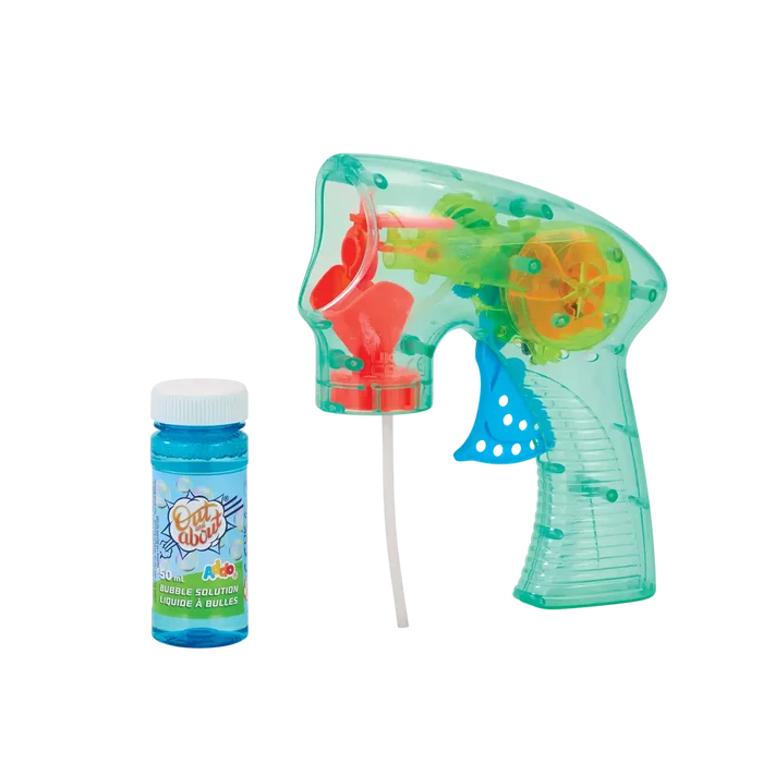 Addo Out and About Light Up Bubble Blaster - Motorized LED Bubble Blower with Solution