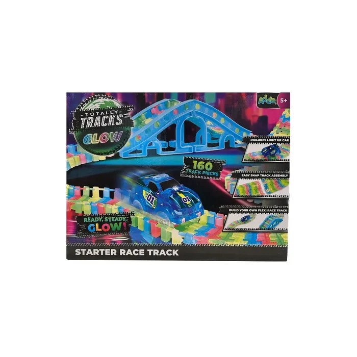 ADDO Totally Tracks Glow Race Track Set - 160 Pieces, Battery Operated