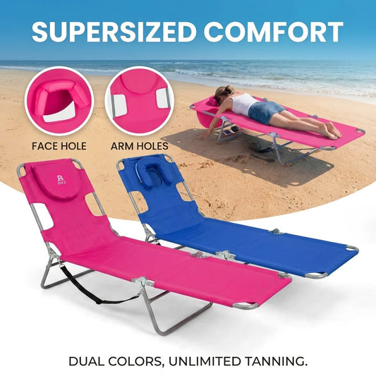 Adjustable Foldable Tanning Beach Chair,Ortable Outdoor Sun Lounge For Pool Patio Camping