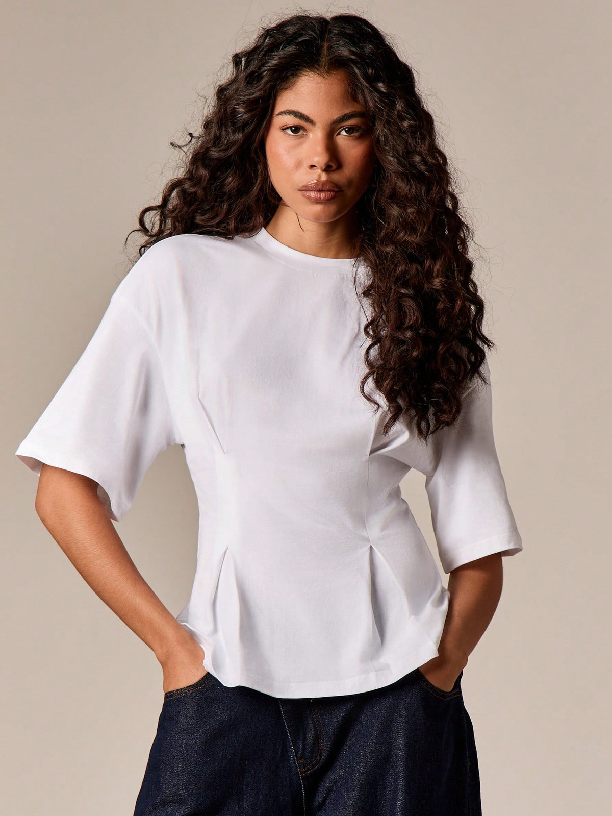 AiiRZ Women's Peplum Short Sleeve T-Shirt With Cinched Waist And Relaxed Fit For Casual Everyday Wear