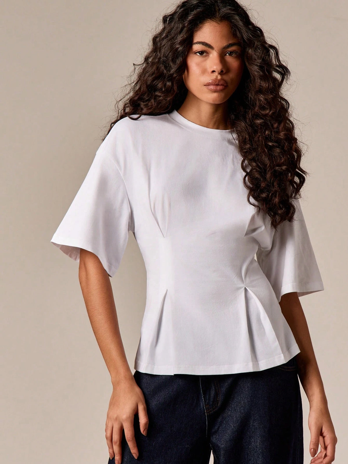 AiiRZ Women's Peplum Short Sleeve T-Shirt With Cinched Waist And Relaxed Fit For Casual Everyday Wear