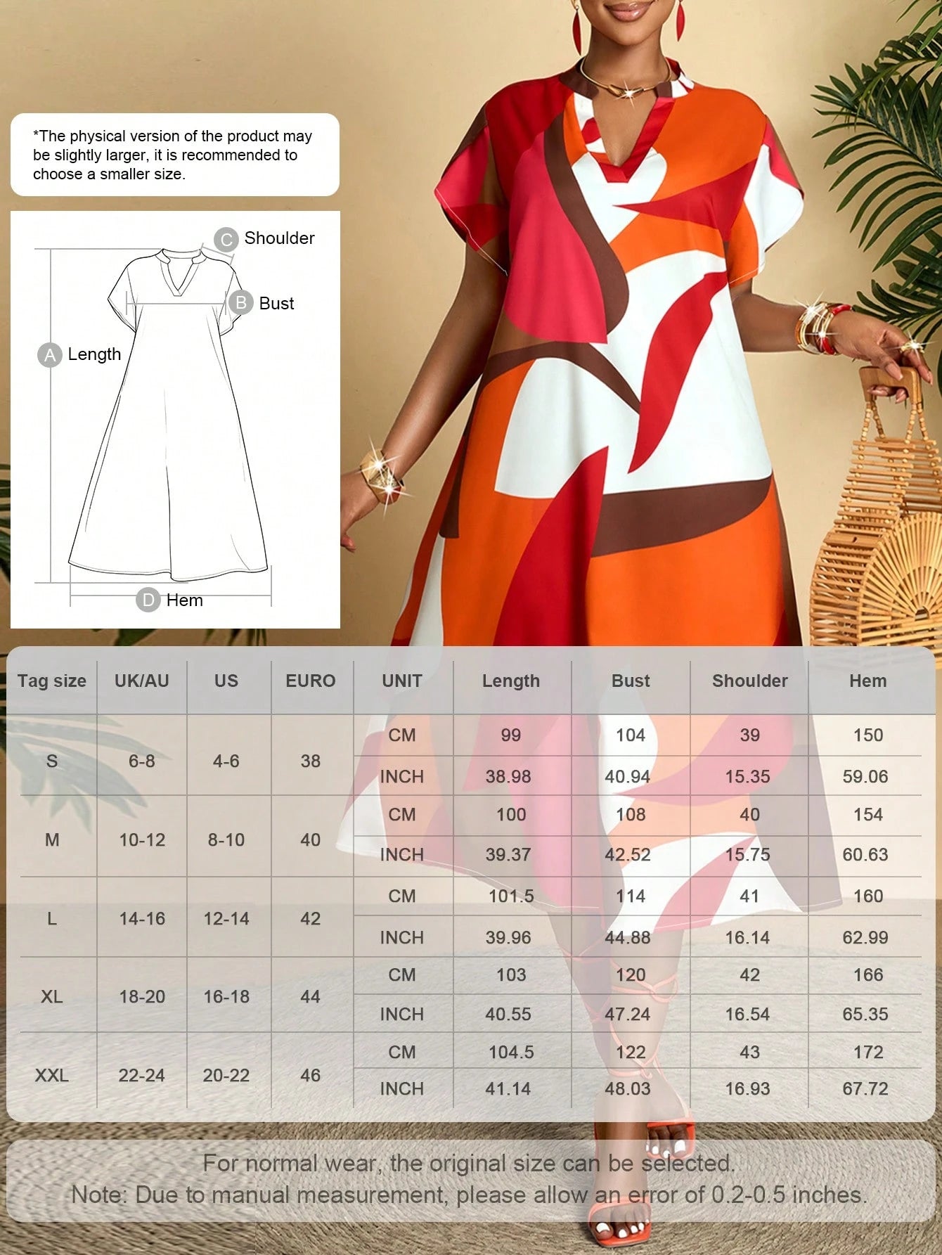 AIJ Amarilo Colorblock V-Neck Short Sleeve Belted Midi Dress, Women's Casual Summer Style With Ruffle Hem Vacation Elegant