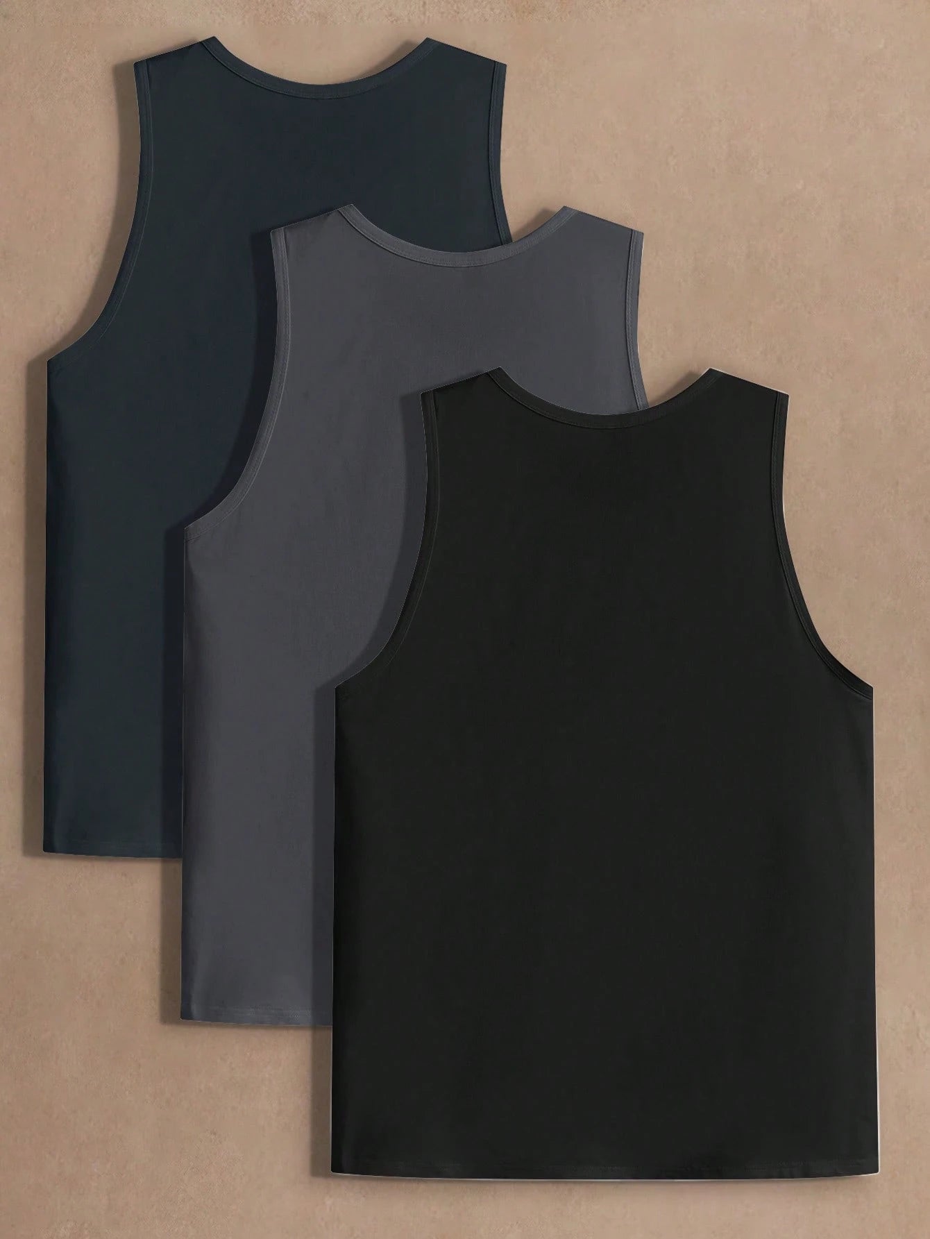 AKNOTIC Men's 3 Pack Solid Color Round Neck Tank Top, Casual Loose Fit Sleeveless Top, Summer Beach Gym Workout Undershirt Set, Comfortable Muscle, Football