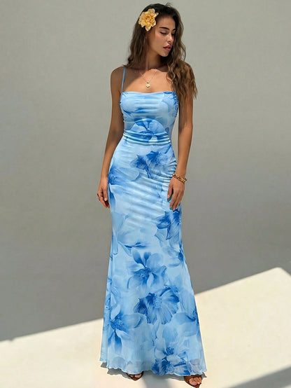Aloruh Women's Floral Print Sexy Date Party Dress