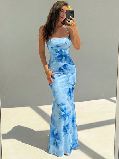Aloruh Women's Floral Print Sexy Date Party Dress