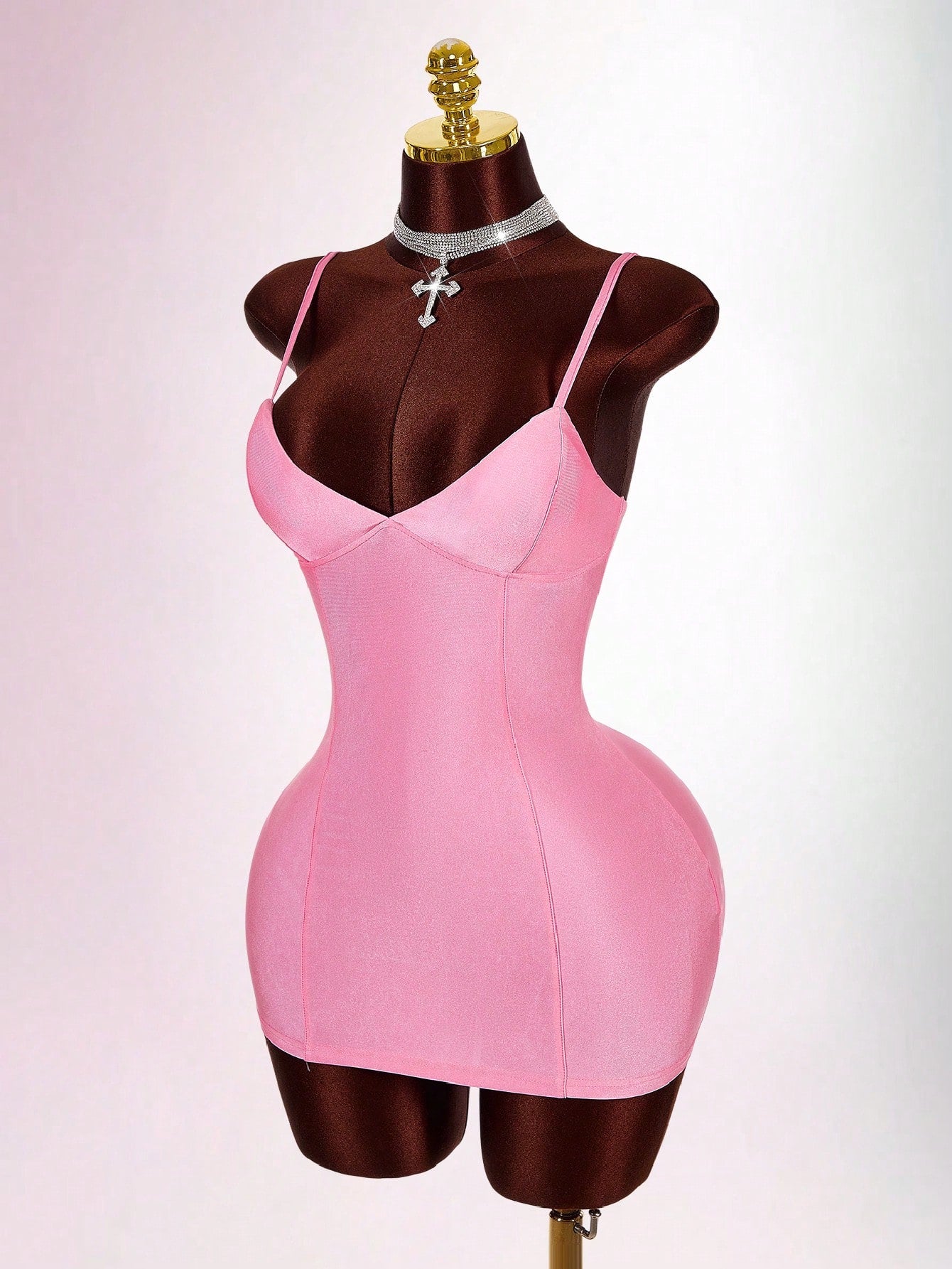 Amplova Soft Pink Summer Bandage Night Out Club Bodycon Mini Camisole Dress Padded Bust Avant-Garde Skin Tight Shapewear Dress Tummy Control Built In Bra Sexy