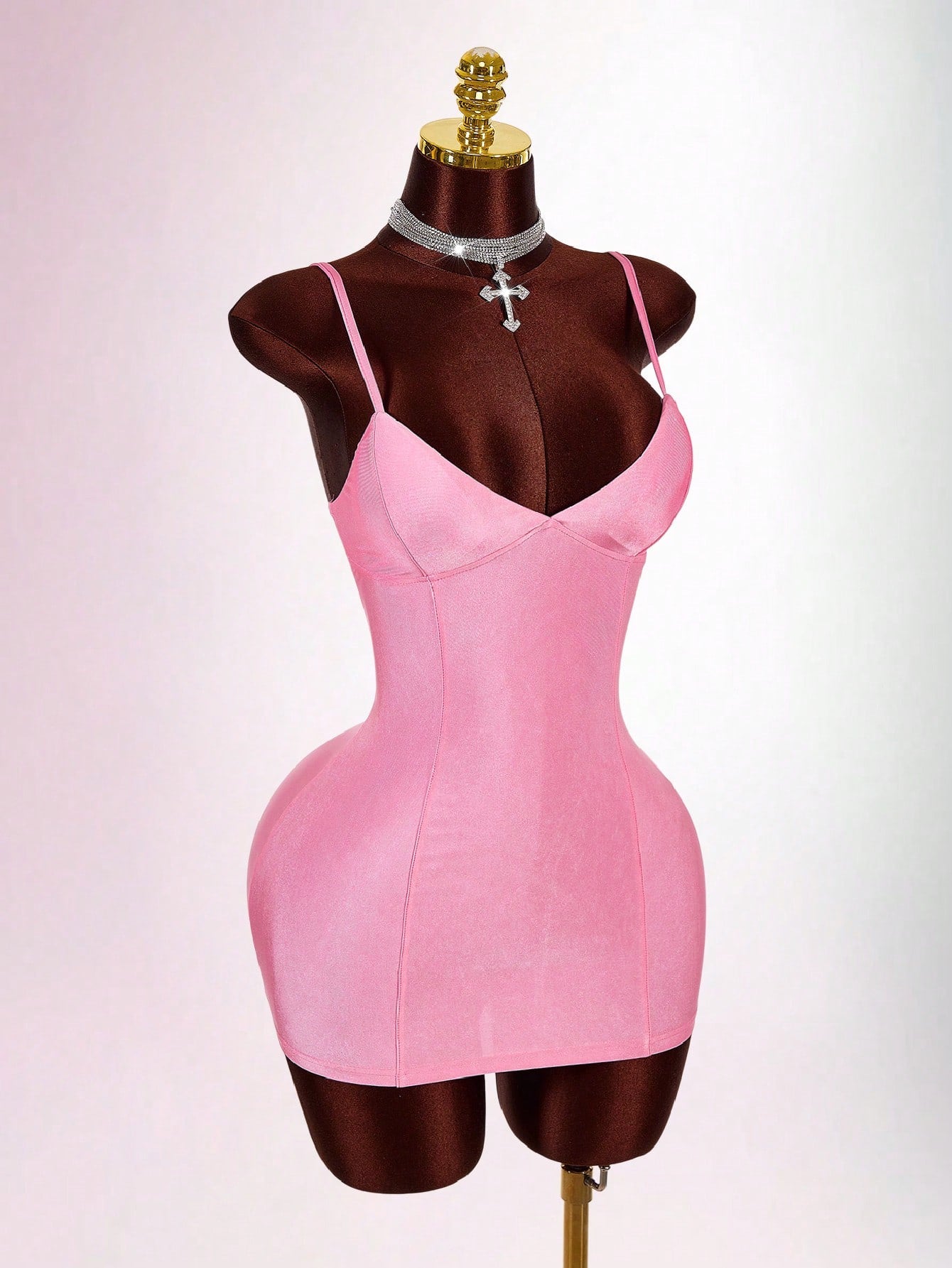 Amplova Soft Pink Summer Bandage Night Out Club Bodycon Mini Camisole Dress Padded Bust Avant-Garde Skin Tight Shapewear Dress Tummy Control Built In Bra Sexy