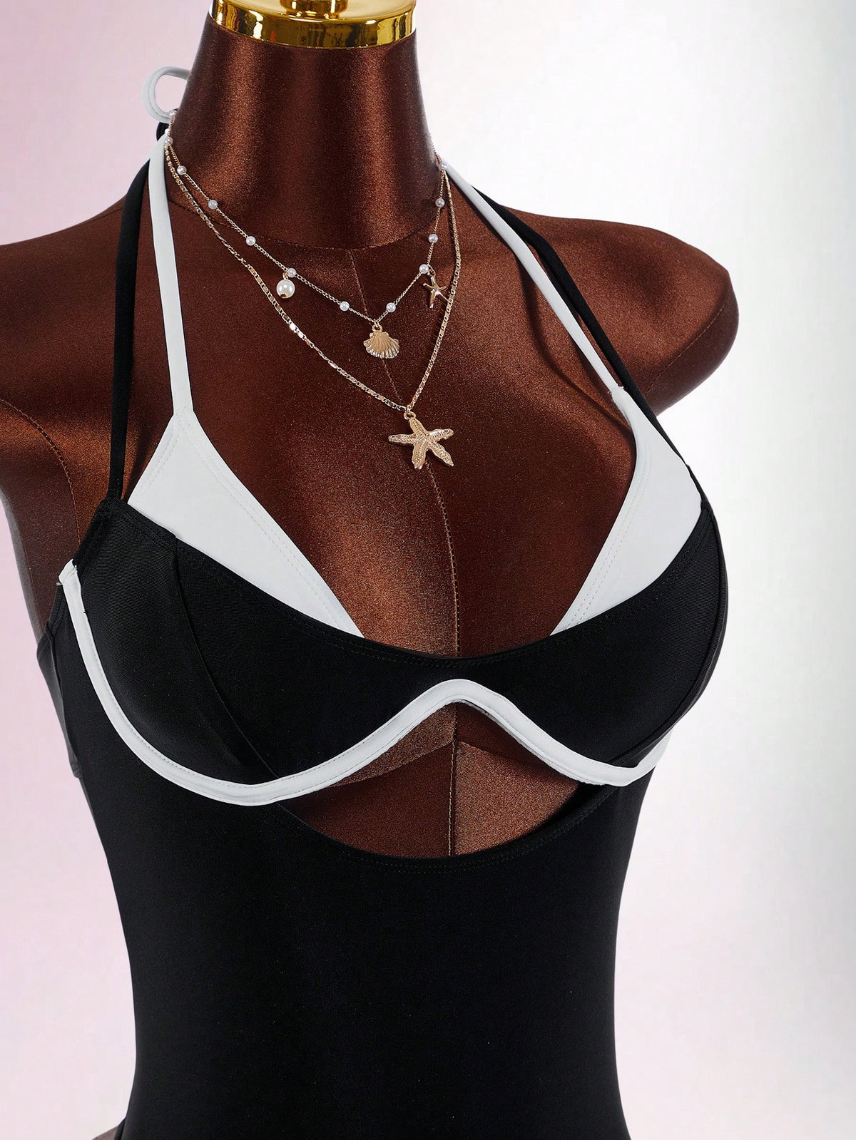 Amplova Women's Contrast Color One-Piece Swimsuit, Sexy And Fashionable Beachwear Summer Vacation