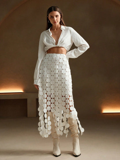 Anewsta Laser Cut Multi Circle Double Layered Skirt