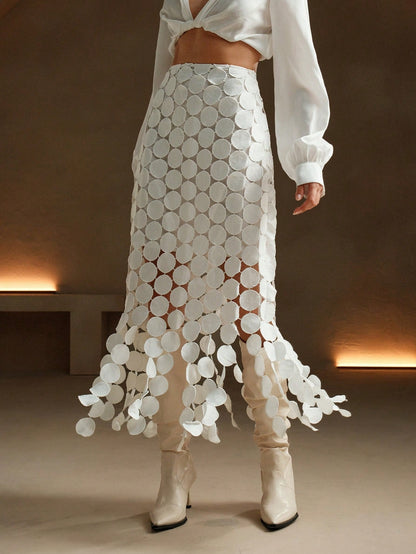 Anewsta Laser Cut Multi Circle Double Layered Skirt
