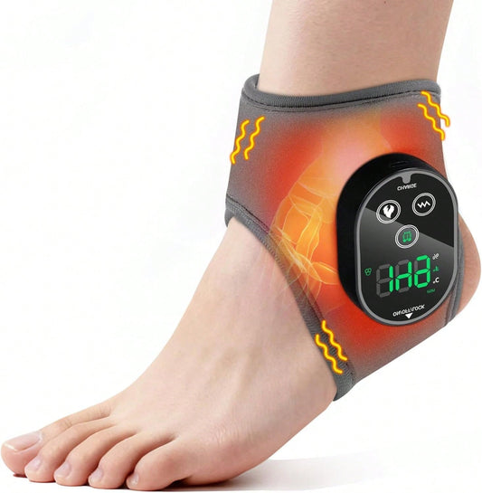 Ankle Massager With Heat For Neuropathy Plantar Fasciitis Pain Relief| Cordless Ankle Heating Pad With Massage For Circulation, Rechargeable Foot Massager With 4 Heat & 2 Vibration Mode, 3 Timers
