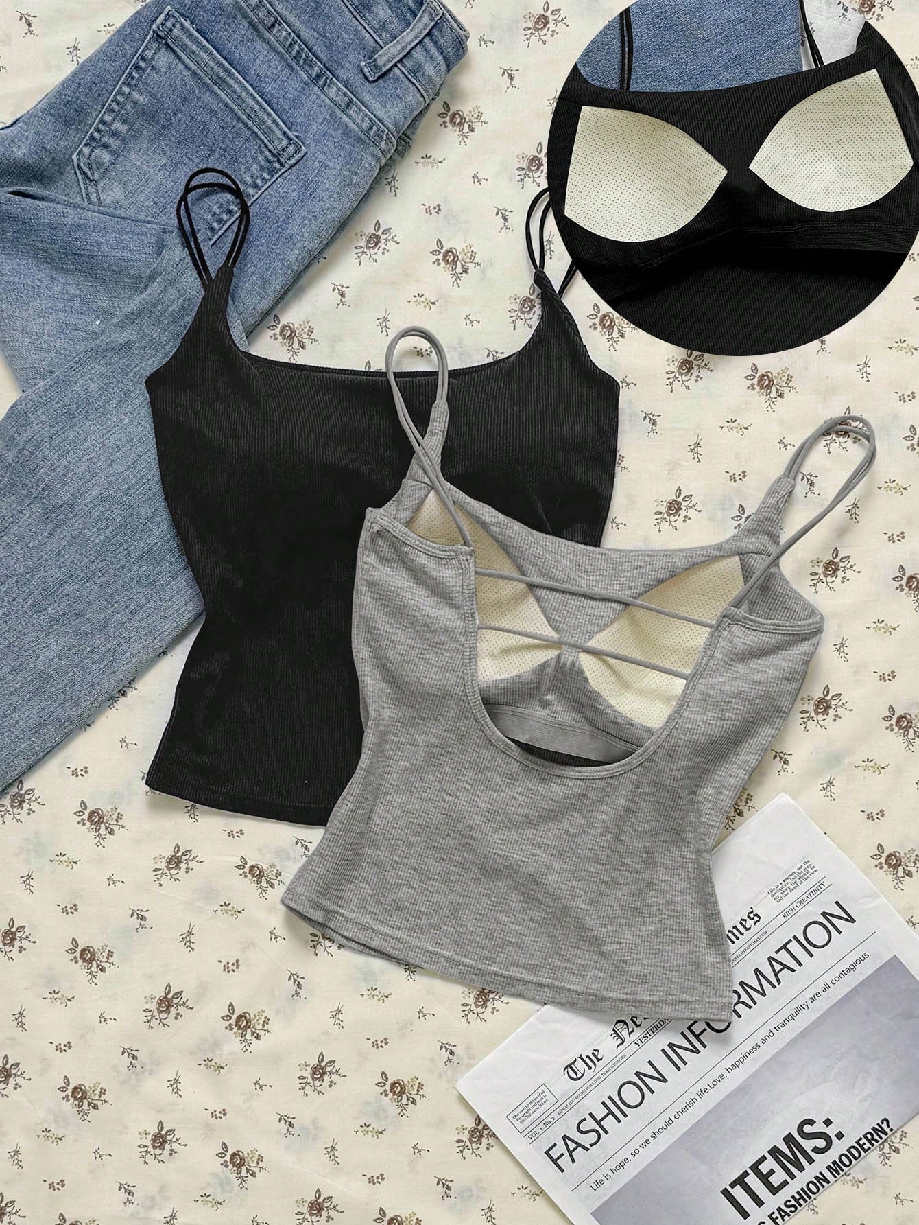 Attitoon Plus Size Women's Casual Black Ribbed Crop Tank Top With Square Neck And Sleeveless Design