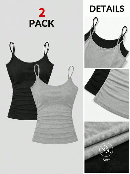 Attitoon Plus Size Women's Casual Black Ribbed Crop Tank Top With Square Neck And Sleeveless Design