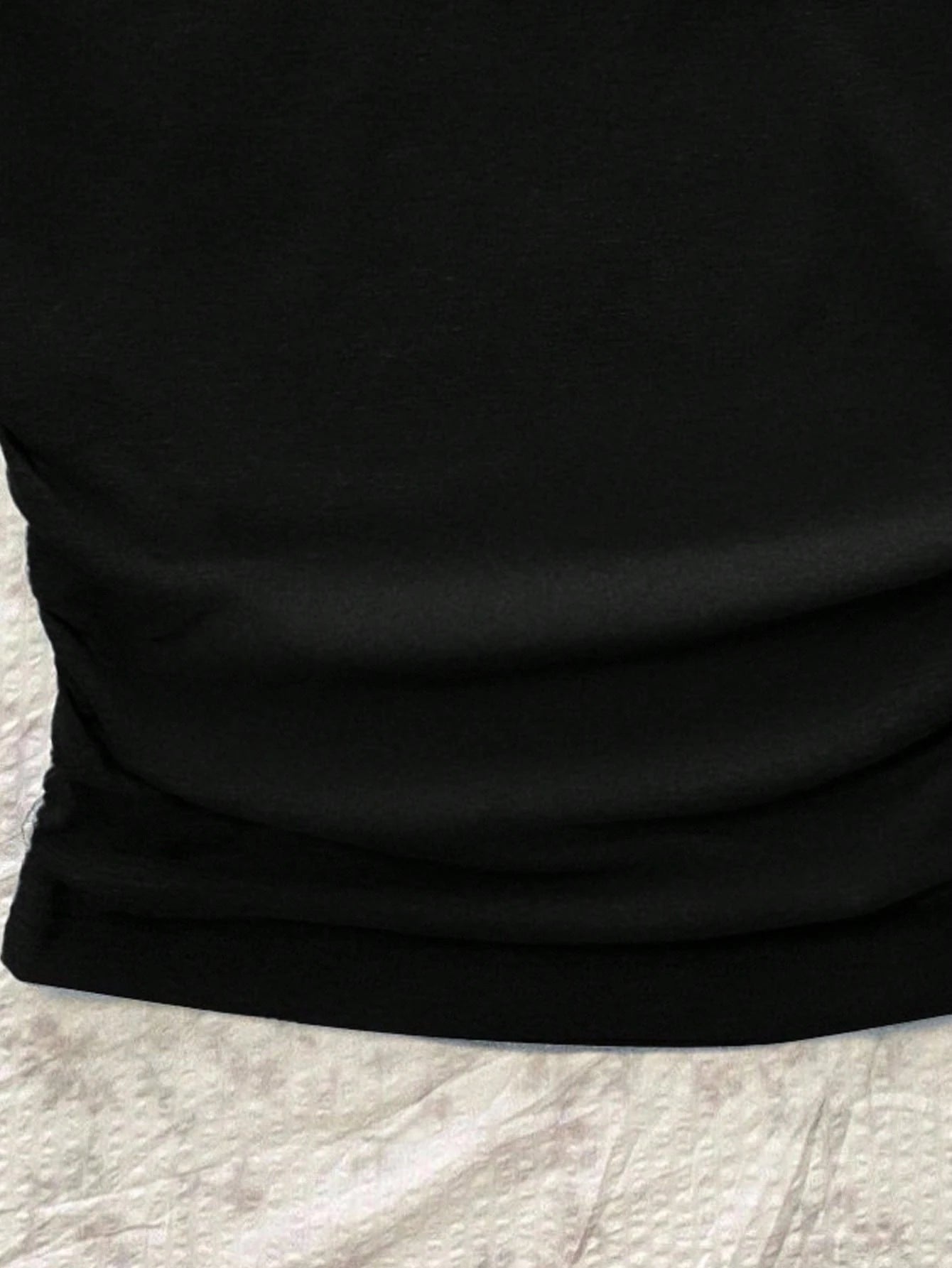 Attitoon Plus Size Women's Off-Shoulder Ruched Tight Short Sleeve T-Shirt, Black & White Finger Ring English Print, Summer, Casual, Business, Everyday Y2K