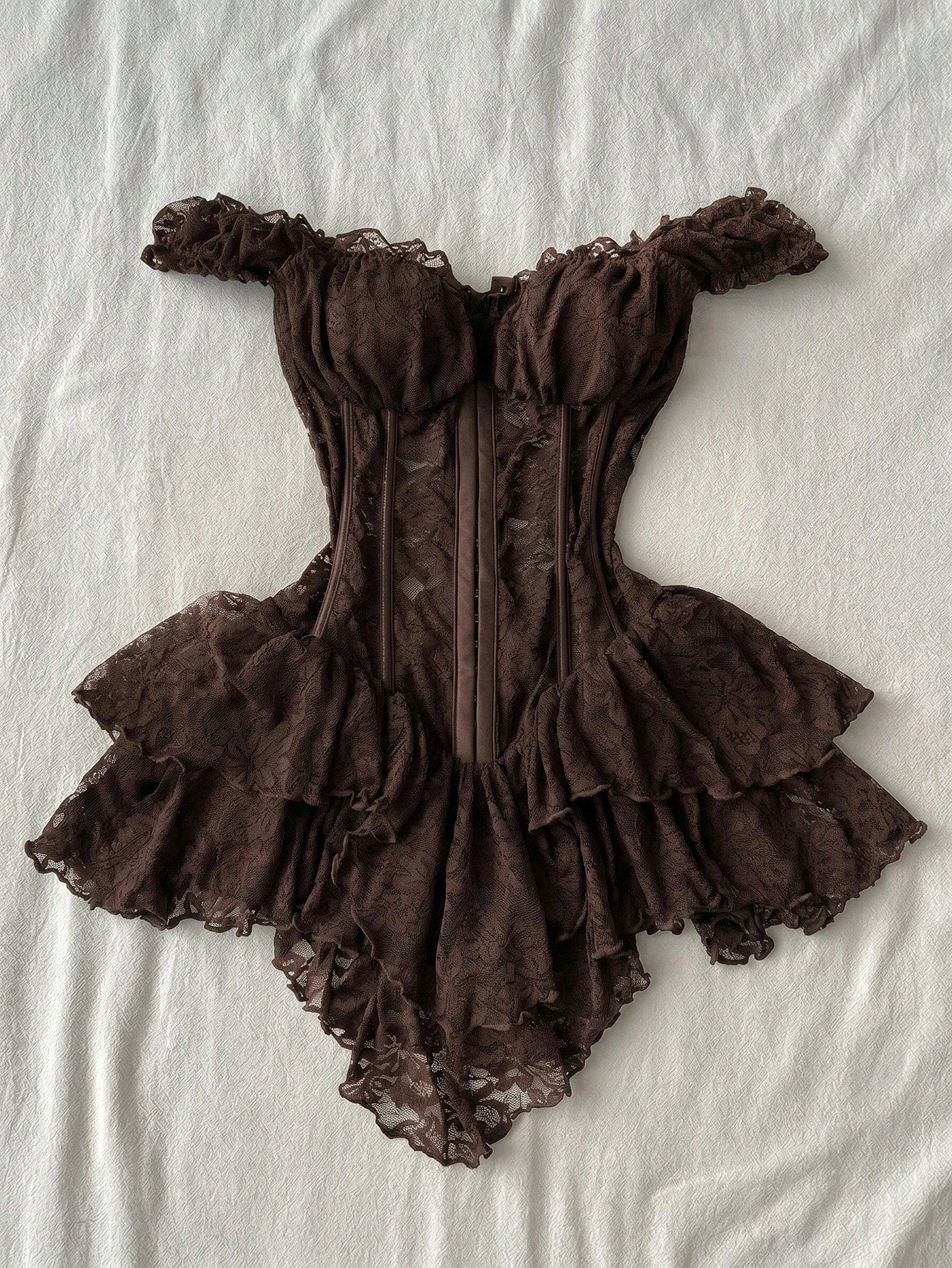 Attitoon Women's Casual Retro Corset Lace Bodycon Asymmetrical Hem Mini Dress, Suitable For Y2K,Dresses For Women Summer