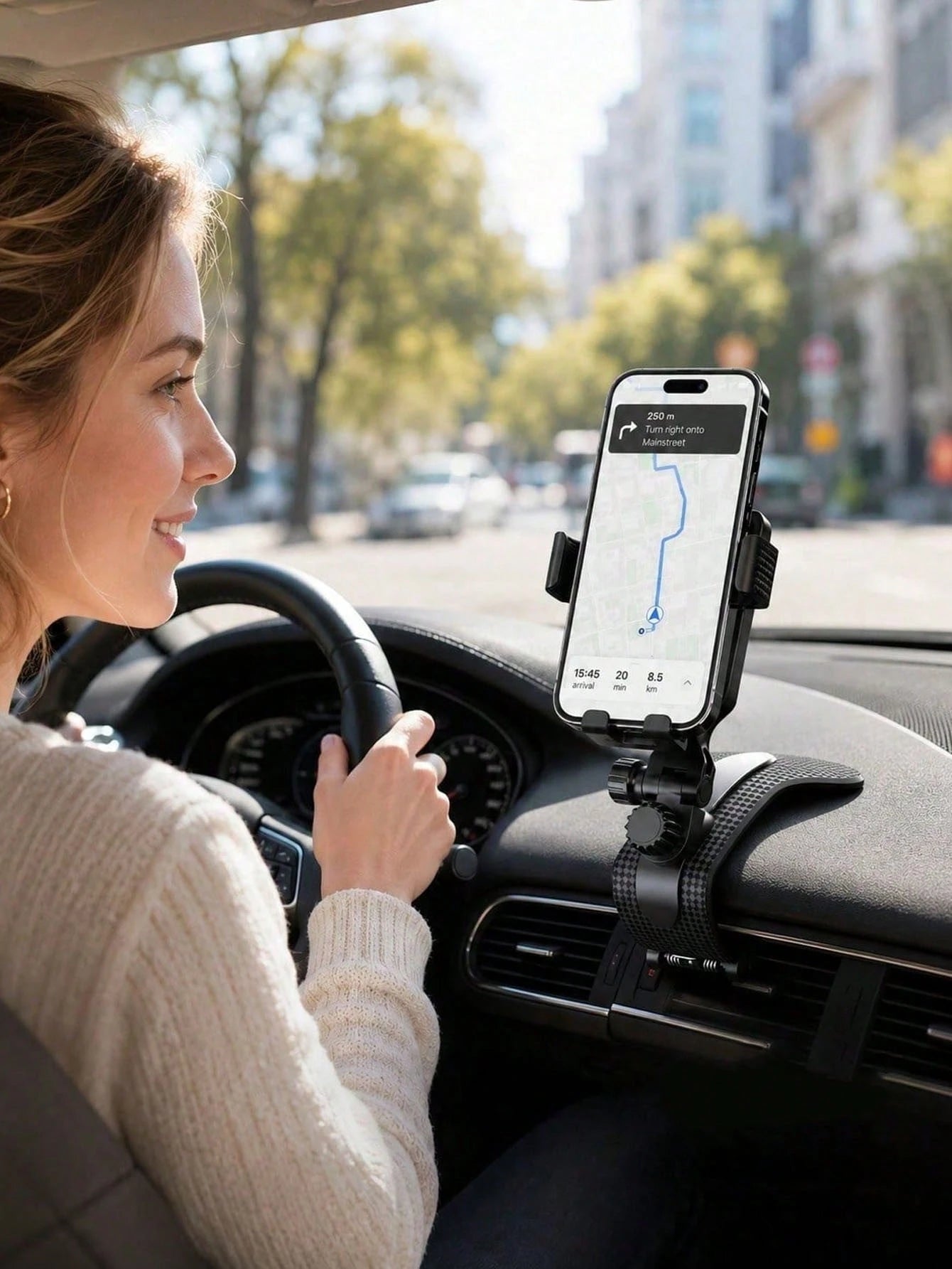 Auto Accessories Car Phone Holder, Universal Clip-On Dashboard Mount With Multi-Angle Adjustment, Anti-Shake GPS Navigation Stand For All Smartphones