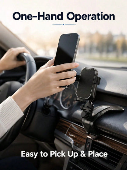 Auto Accessories Car Phone Holder, Universal Clip-On Dashboard Mount With Multi-Angle Adjustment, Anti-Shake GPS Navigation Stand For All Smartphones