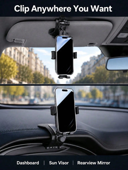 Auto Accessories Car Phone Holder, Universal Clip-On Dashboard Mount With Multi-Angle Adjustment, Anti-Shake GPS Navigation Stand For All Smartphones