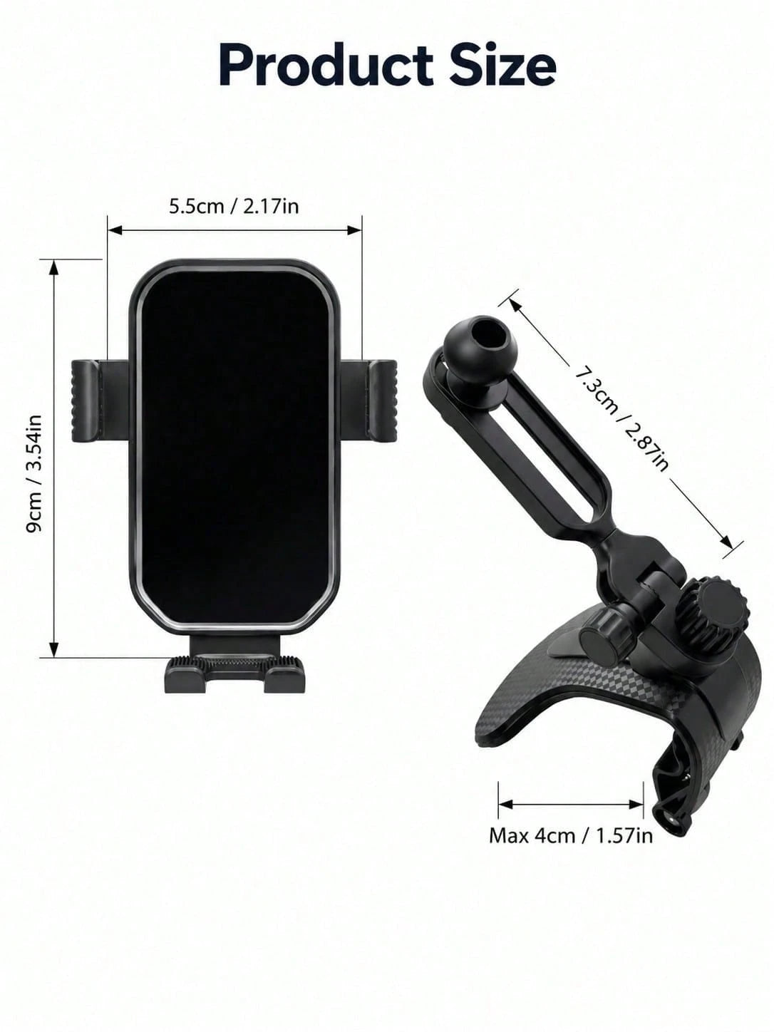 Auto Accessories Car Phone Holder, Universal Clip-On Dashboard Mount With Multi-Angle Adjustment, Anti-Shake GPS Navigation Stand For All Smartphones