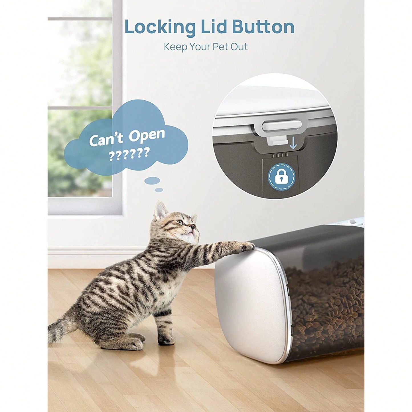 Automatic Cat & Dogs Feeder, 5L/21Cups Timed Pet Food Dispenser With Double Bowls, 48 Portions, 6 Meals Per Day, Memory Function, 10s Meal Call For Cats & Small Dogs