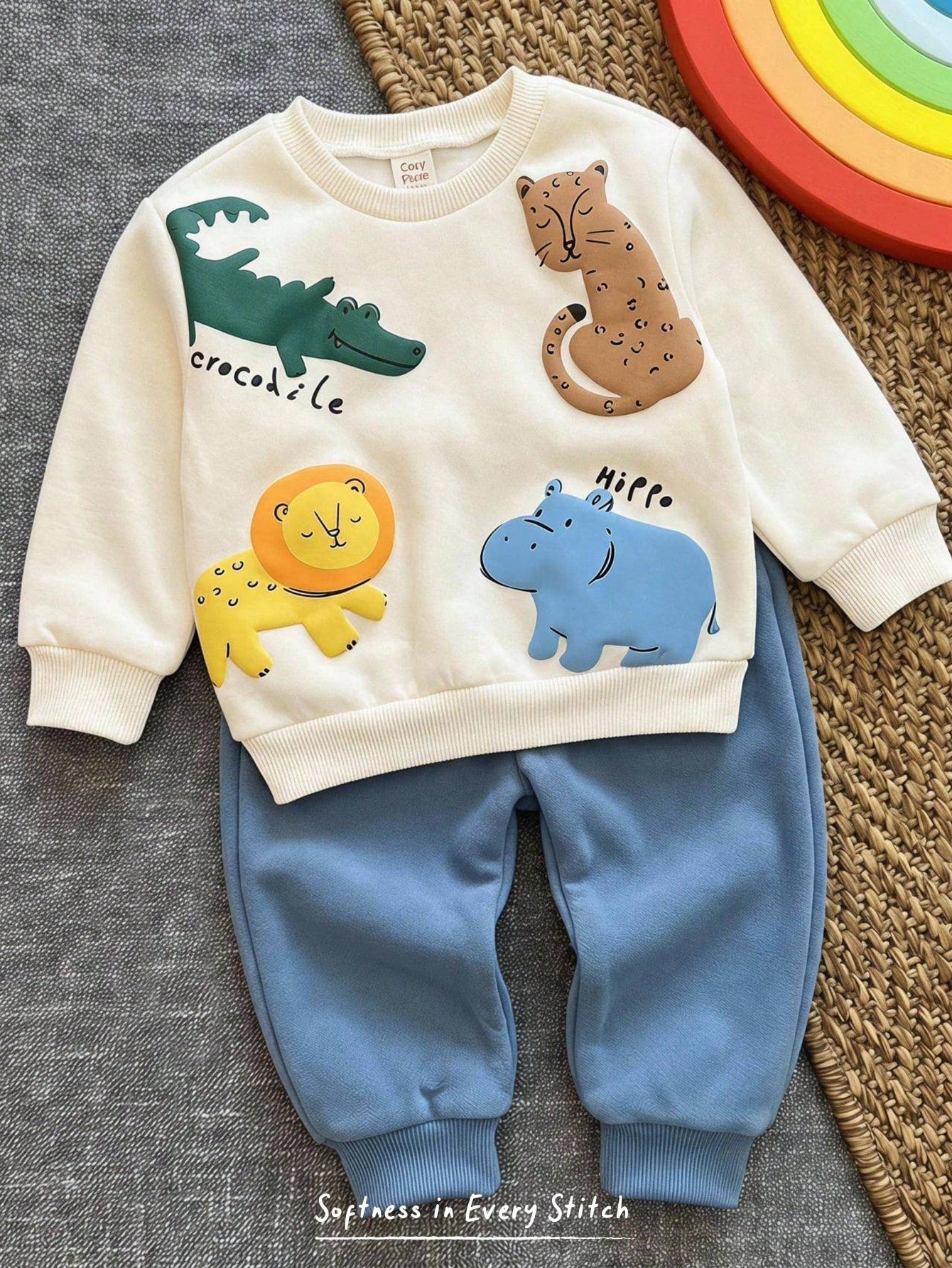 Baby Boy Casual Comfortable Crew Neck Sweatshirt Set, Halloween Party Theme, Gathering, Holiday Outfit Halloween