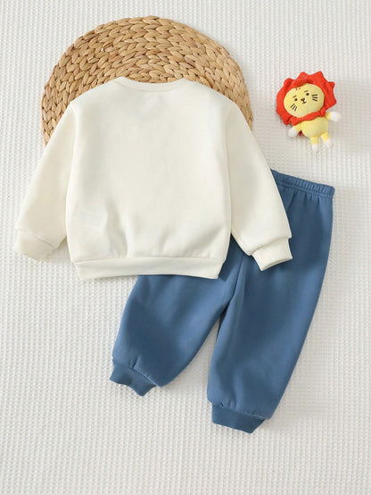 Baby Boy Casual Comfortable Crew Neck Sweatshirt Set, Halloween Party Theme, Gathering, Holiday Outfit Halloween