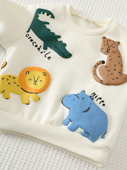 Baby Boy Casual Comfortable Crew Neck Sweatshirt Set, Halloween Party Theme, Gathering, Holiday Outfit Halloween